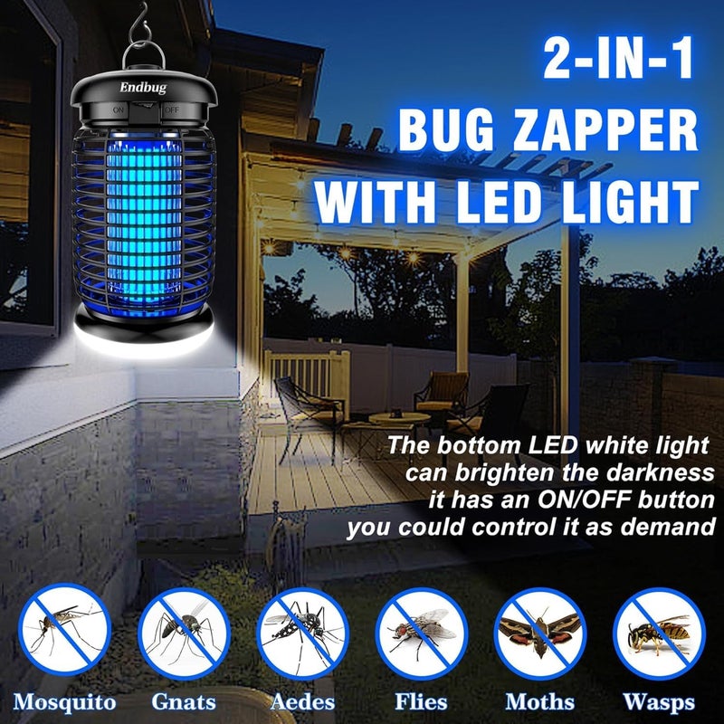 Endbug Bug Zapper, Bug Zapper Outdoor Indoor with LED Light, Electric Mosquito Zapper Fly Zapper, Waterproof Mosquito Killer Insect Zapper Fly Trap for Outside Patio Garden Backyard Home - Image 4